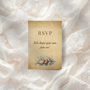 Cartons Réponse Boho vintage arrangement floral vieux papier