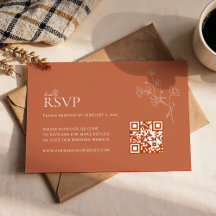 Boho Warm Sienna Terracotta Floral Qr Code Mariage