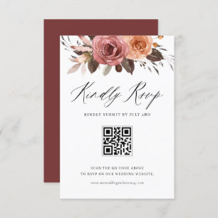 Cartons Réponse Boho Watercolor Automne Fleurs Mariage QR Code