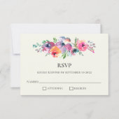 Cartons Réponse Boho Watercolor Flowers Moderne Mariage élégant (Devant)