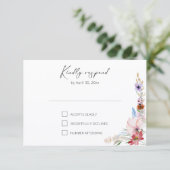 Cartons Réponse Boho Watercolor Wildflower Calligraphy Wedding (Debout devant)