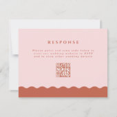 Cartons Réponse Boho Wavy Edge Terracotta & Blush QR Code Mariage (Devant)