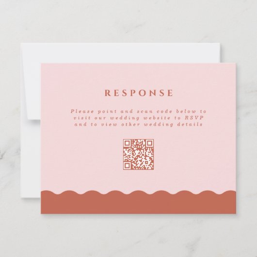 Cartons Réponse Boho Wavy Edge Terracotta & Blush QR Code Mariage (Devant)