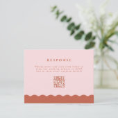 Cartons Réponse Boho Wavy Edge Terracotta & Blush QR Code Mariage (Debout devant)
