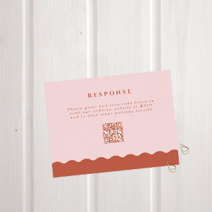 Cartons Réponse Boho Wavy Edge Terracotta & Blush QR Code Mariage