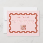 Cartons Réponse Boho Wavy Terracotta & Blush Mariage QR Code (Devant)