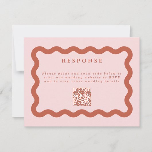 Cartons Réponse Boho Wavy Terracotta & Blush Mariage QR Code (Devant)
