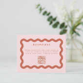 Cartons Réponse Boho Wavy Terracotta & Blush Mariage QR Code (Debout devant)