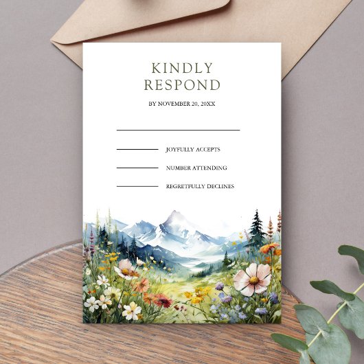 Cartons Réponse Boho Wildflower Mountain Meadow Wedding