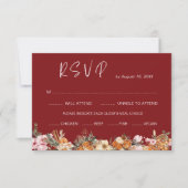 Cartons Réponse Boho Winter Holiday Burgundy Mariage QR Code (Devant)