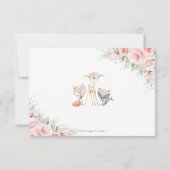 Cartons Réponse Bois Animaux Doux Blush Rose Floral Vert (Dos)