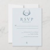 Cartons Réponse Bois de cerf rustiques avec couronne florale | RSV (Devant)