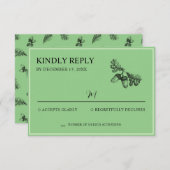 Cartons Réponse Bois Mariage aquarelle Forêt rustique (Devant / Derrière)