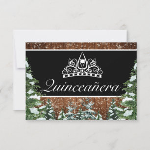 Cartons Réponse Bois neigeux noir et pin Tiara Qinceanera