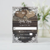 Cartons Réponse Bois rustique Coeurs de campagne Mariage de dentel (Debout devant)