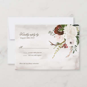 Cartons Réponse Bois rustique de Boho et mariage rose floral de
