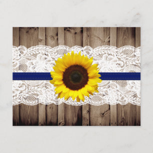 Cartons Réponse Bois rustique et dentelle avec mariage tournesol R