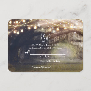 Cartons Réponse Bois Rustique Forêt Enchantée Lumières Mariage RSV