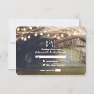 Cartons Réponse Bois Rustique Forêt Enchantée Lumières Mariage RSV