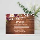 Cartons Réponse Bois rustique illumine Mariage Floral Bourgogne (Debout devant)