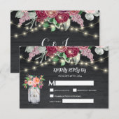 Cartons Réponse Bois rustique Mason Jar Lights Bourgogne (Devant / Derrière)