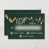 Cartons Réponse Bois rustique vert foncé et lumières Edison (Devant / Derrière)