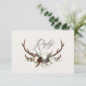 Cartons Réponse Bois rustiques aquarelle mariage floral R.S.V.P (Debout devant)