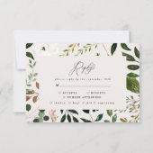 Cartons Réponse Bois rustiques aquarelle mariage floral R.S.V.P (Dos)