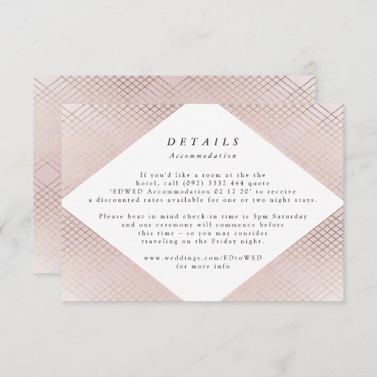 Cartons Réponse Boîtier Mariage Géométrique Rose Gold (Devant / Derrière)