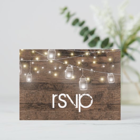 Cartons Réponse Boîtier rustique Mason Jars & String Lights (Debout devant)