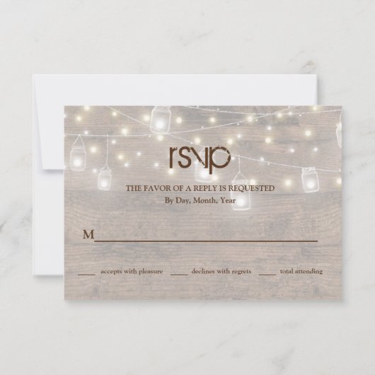 Cartons Réponse Boîtier rustique Mason Jars & String Lights (Dos)