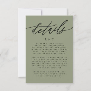 Cartons Réponse Boîtier simple Mariage moderne noir & vert