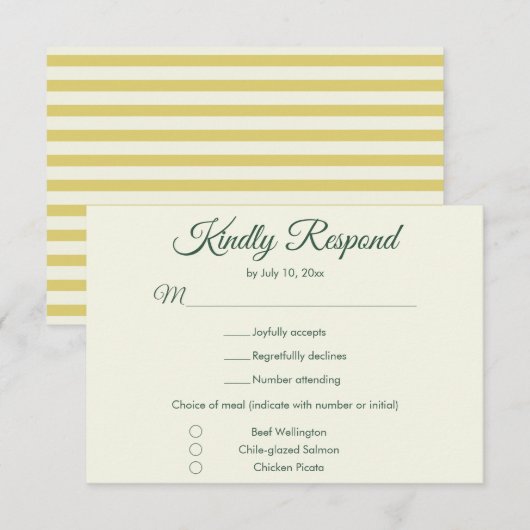 Cartons Réponse Bold Citrus Yellow Green Elegant Chic Wedding (Devant / Derrière)