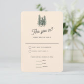 Cartons Réponse Bold Retro Green Mountain Forest Mariage (Debout devant)