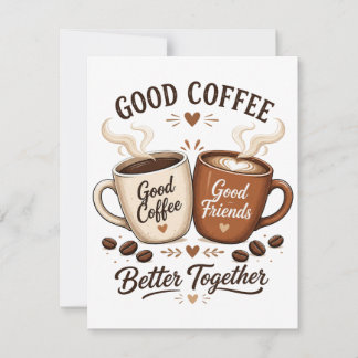 Cartons Réponse Bon café, bons amis avec deux tasses à café