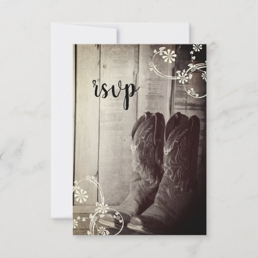 Cartons Réponse Boots rustiques Cowboy Pays Mariage Occidental RSV (Devant)