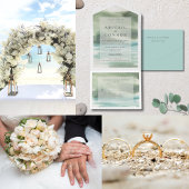 Cartons Réponse Bord de mer Serenity Blue Green Cream