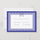 Cartons Réponse Bordure bleu bande élégante avec Mariage en arc (Dos)