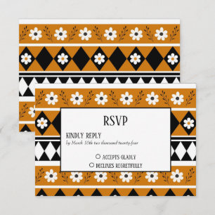 Cartons Réponse Bordure Fleur Diamant Boho Motif Floral