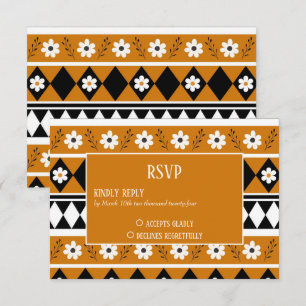 Cartons Réponse Bordure Fleur Diamant Boho Motif Floral