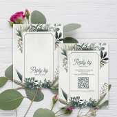 Cartons Réponse Botanical Sage Green QR Code Greenery Wedding