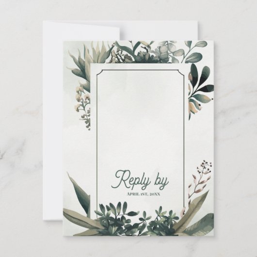 Cartons Réponse Botanical Sage Green QR Code Greenery Wedding (Devant)