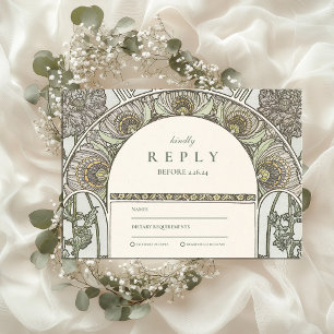 Cartons Réponse Botanique Blush Arch Art Nouveau mariage