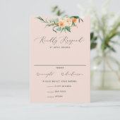 Cartons Réponse Botanique Boho Neutral Verdure rose pâle Mariage (Debout devant)