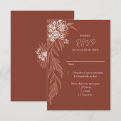 Cartons Réponse Botanique Floral Terracotta Mariage (Devant / Derrière)