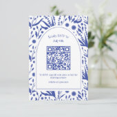 Cartons Réponse Botaniques classiques élégants en code QR bleu (Debout devant)