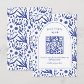 Cartons Réponse Botaniques classiques élégants en code QR bleu (Devant / Derrière)