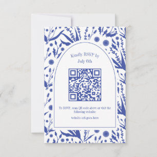 Cartons Réponse Botaniques classiques élégants en code QR bleu