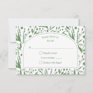 Cartons Réponse Botaniques classiques élégants en Mariage vert Sag
