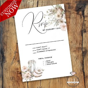 Cartons Réponse Botte et Fleur sauvage rustique en aquarelle
